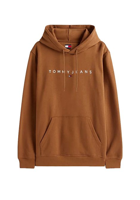 Tommy Hilfiger Regular Linear Logo Hoodie Pecan Nut Men TOMMY HILFIGER | Sweatshirts | DM0DM20746-GVP